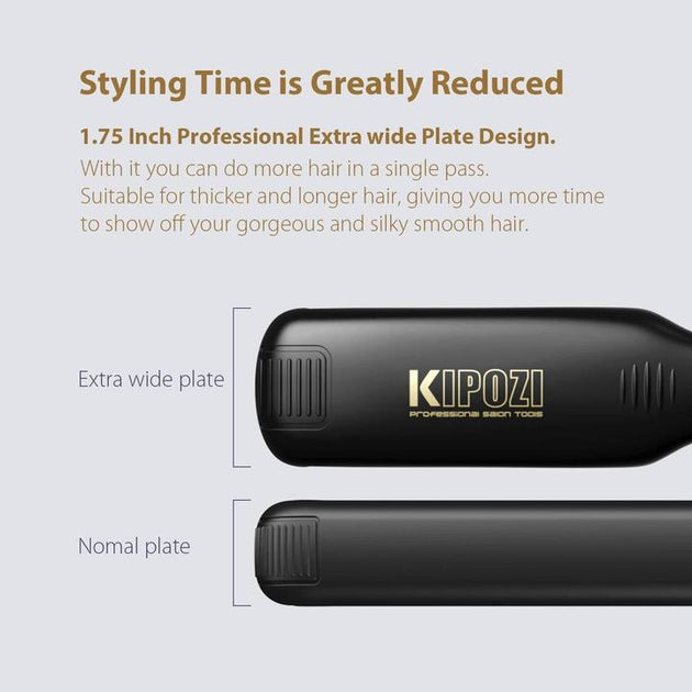 KIPOZI 1.75-Inch Wide Straightener Flat Iron - K139 Black – Kipozi