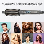 KIPOZI Curling Brush, Ionic Heated Round Brush for Blowout Look, Dual Voltage Thermal Brush Get Natural Curls, Easy to Use, 30S Fast Heating