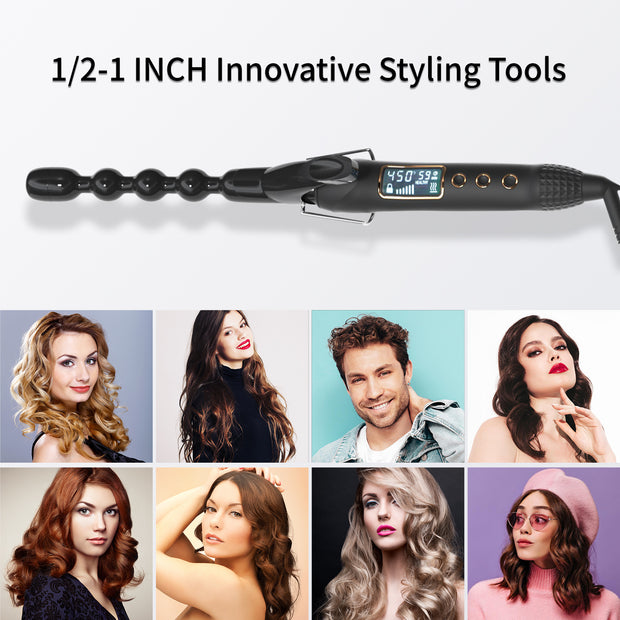 Kipozi Bubble Wand Curling Iron Ceramic 1 Inch Bubble Curling Wand fo